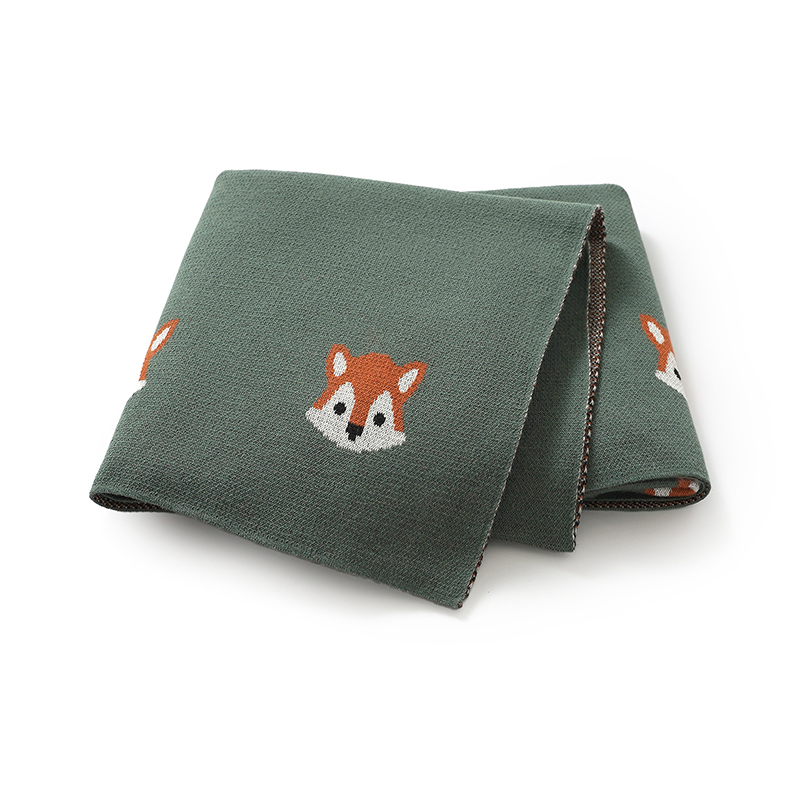 Baby Nursery Quilts - ผ้าห่มเด็กทารก ผ้าฝ้าย ลายการ์ตูนหมาจิ้งจอก ถักนิตติ้ง สำหรับเด็กแรกเกิด เด็กชาย