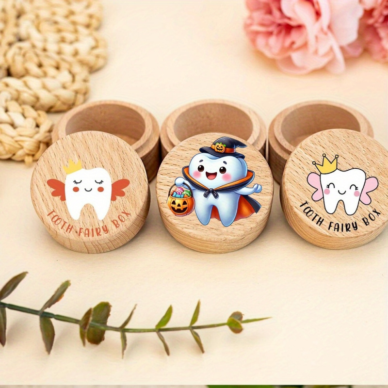 Baby Keepsake Box - กล่องเก็บฟันน้ำนมและสายสะดือ, กล่องเก็บของทรงกลมทำจากไม้, กล่องใส่ฟันน้ำนม ของที่ระลึกสำหรับเด็ก ของขวัญสำหรับงานเลี้ยงฉลองทารก