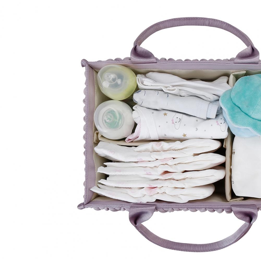 Baby Nursery Quilts - ตะกร้าเก็บของอเนกประสงค์สำหรับเด็กอ่อน แบบถักลายควิลท์ พร้อมช่องแบ่งเก็บของ แบบพกพา