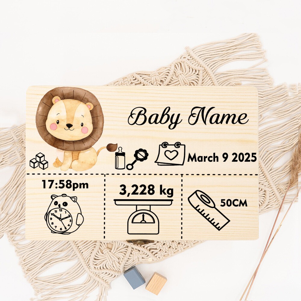 Baby Keepsake Box - น่ารักสัตว์ป่ากล่องเก็บชื่อไม้ Keepsake กล่องไอเดียของขวัญสําหรับ Baptism หรือ Birth