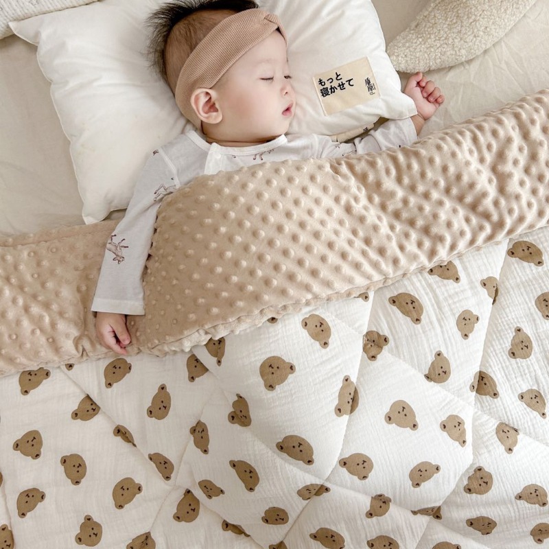 Baby Nursery Quilts - ผ้านวมใยฝ้ายลายจุดสำหรับเด็กทารก ผ้านวมอุ่นสบายสำหรับฤดูหนาว สำหรับเตียงเด็กอ่อน เตียงเด็กเล็ก ผ้าห่มสำหรับสถานรับเลี้ยงเด็ก แผ่นรองรถเข็นเด็ก