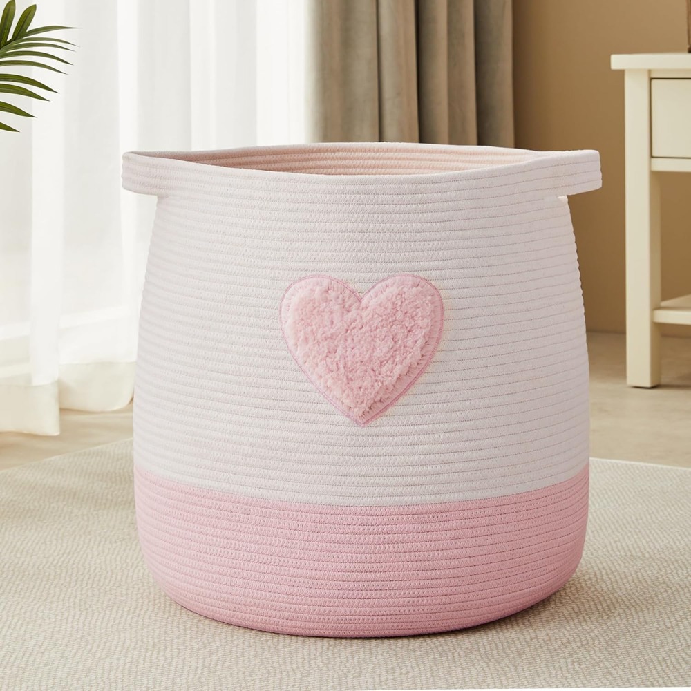 Baby Nursery Basket - สีชมพูตะกร้าซักผ้า Hamper สําหรับเด็กผู้หญิงผ้าห่มตะกร้าสีชมพูเด็กทารก Hamper สําหรับห้องนอนขนาดใหญ่