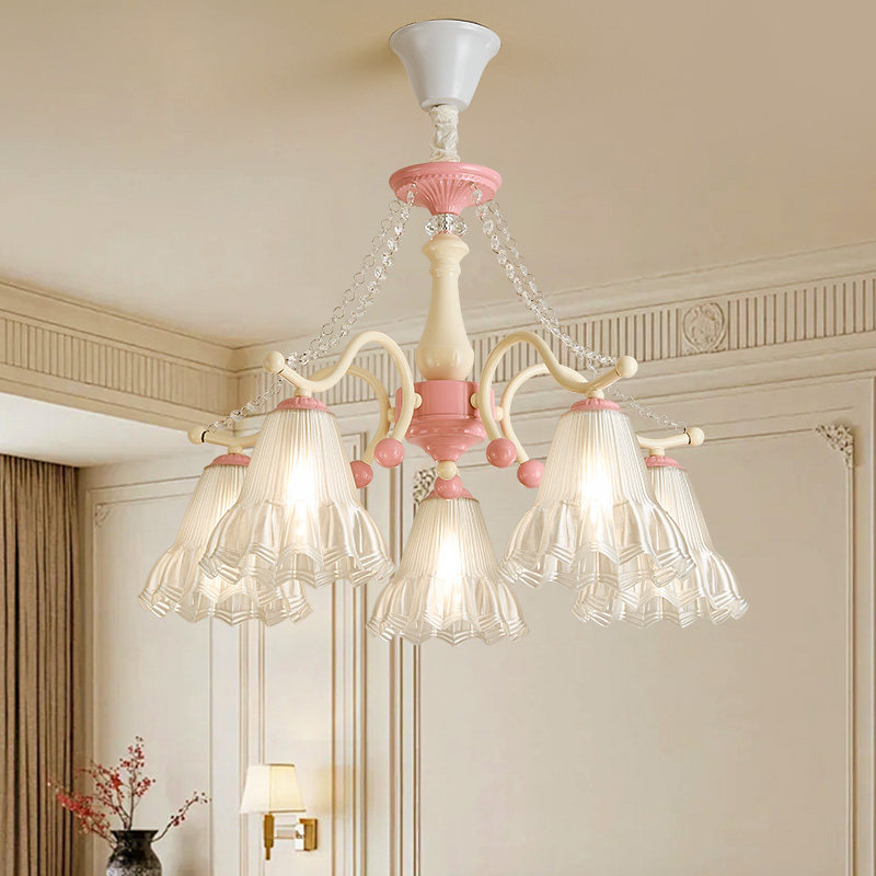 Baby Nursery Lampshade - โคมไฟระย้า LED สำหรับห้องเด็กสไตล์นอร์ดิก โคมไฟ PVC ลายดอกไม้