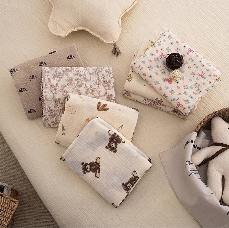 Baby Nursery Quilts - ผ้าห่มห่อตัวเด็กทารก ลายดอกไม้ ผ้ามัสลิน สำหรับเด็กผู้ชายและเด็กผู้หญิง ผ้าห่มสำหรับเด็กแรกเกิด ผ้าห่มห่อตัวเด็ก