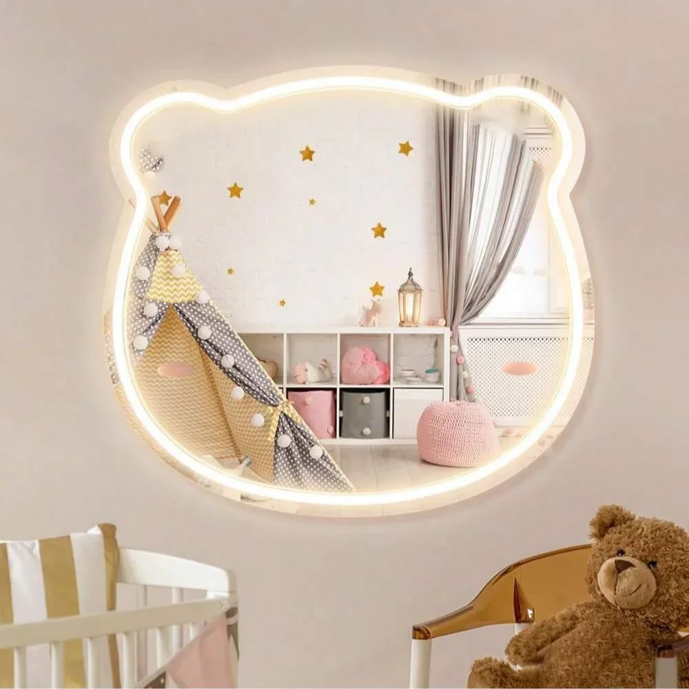 Baby Nursery Mirror - ป้ายไฟนีออนรูปหมี ปรับความสว่างได้ ไฟ LED นีออน สำหรับห้องนอนเด็ก