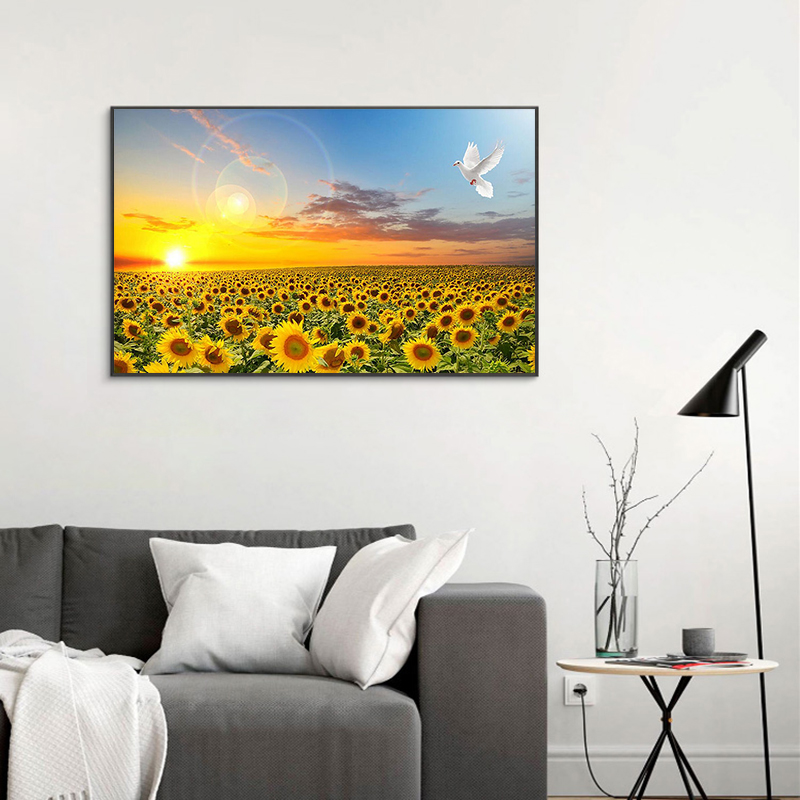 Baby Nursery Mirror - Sunflower โปสเตอร์ HD พิมพ์ตกแต่งห้องนอนภาพผนัง Nordic Sunrise