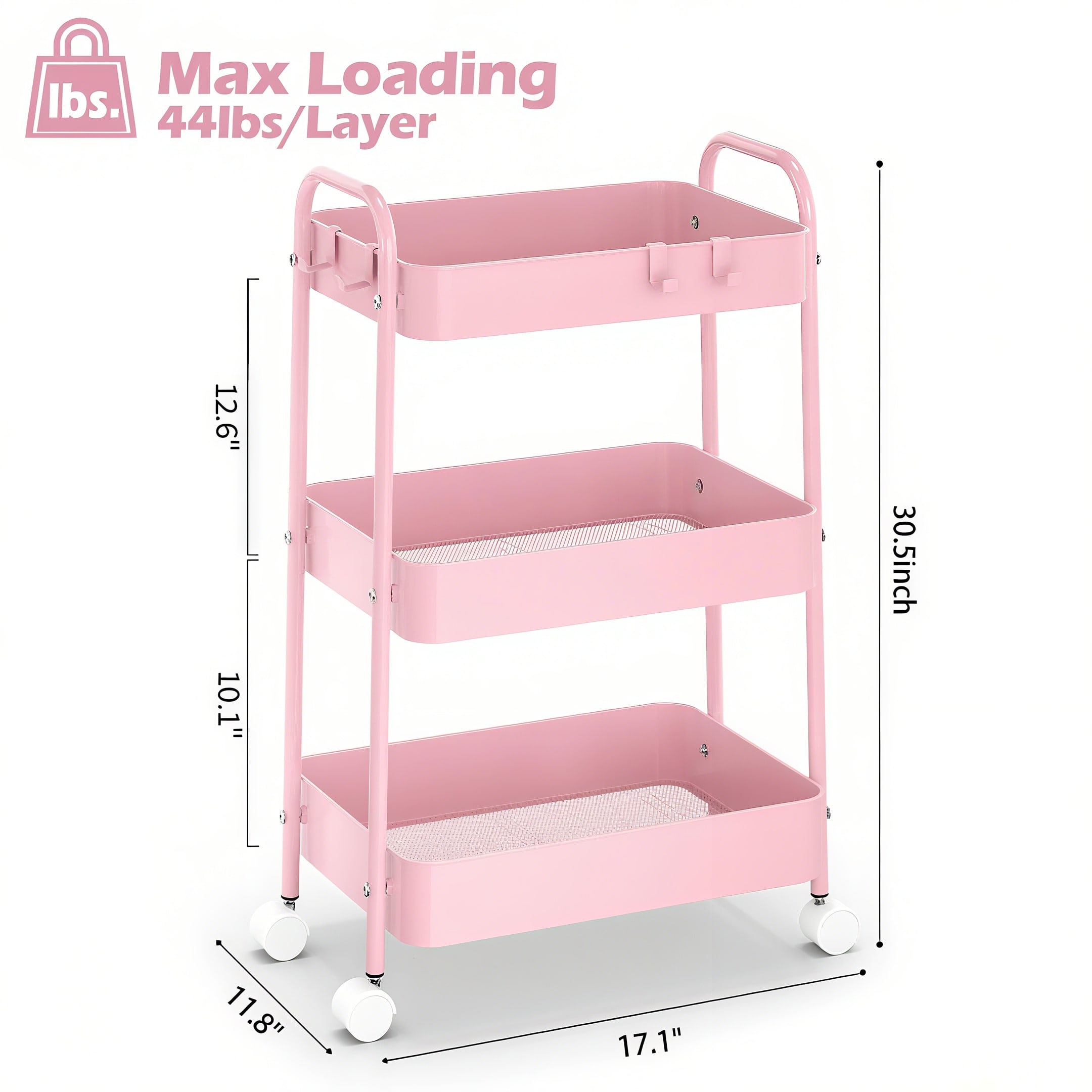 รถเข็นโลหะ 3 ชั้นพร้อมล้อเลื่อ - Baby Nursery Basket บทวิจารณ์และราคา
