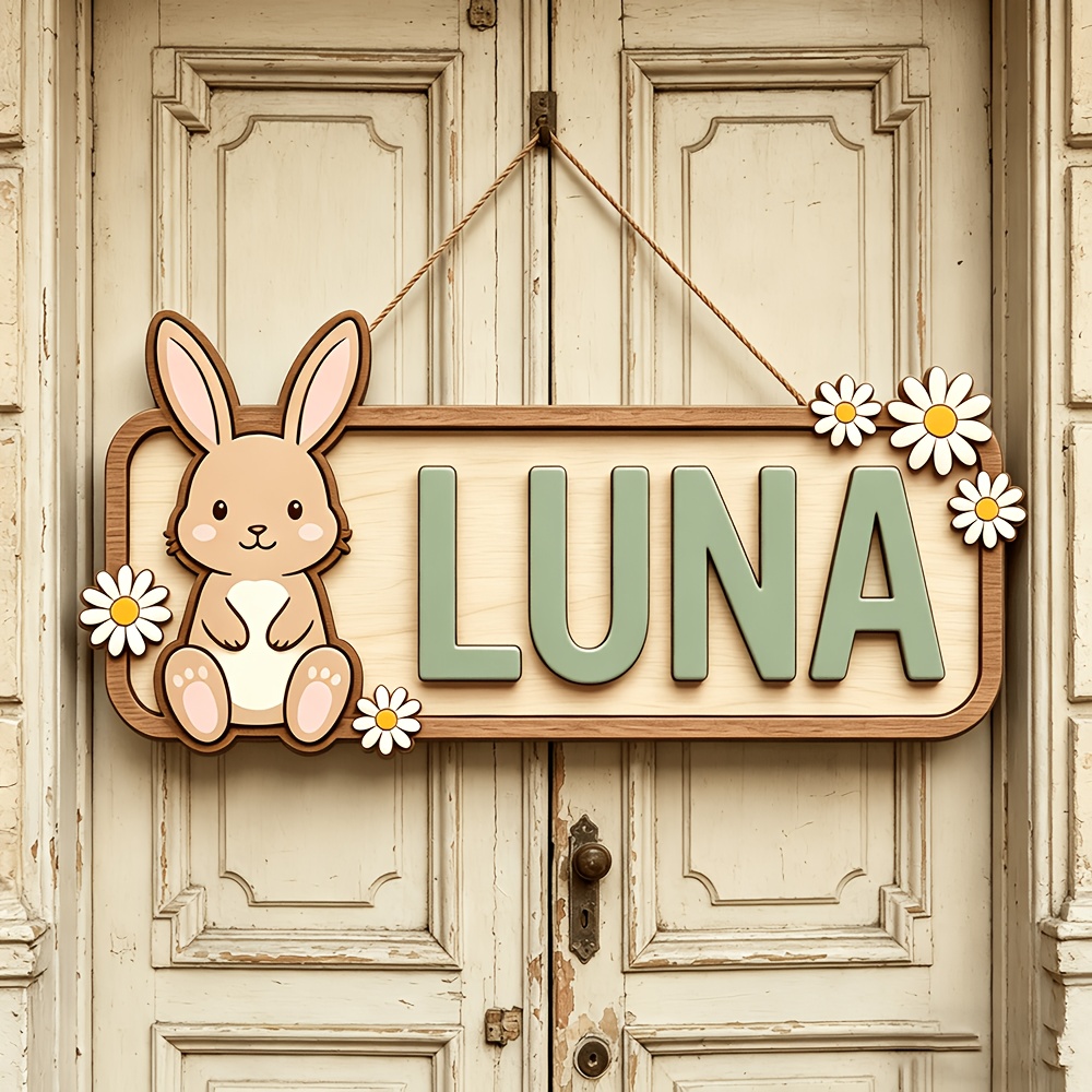 ป้ายประตูไม้รูปกระต่ายและเดซี่ - Baby Nursery Accent Wall บทวิจารณ์และราคา