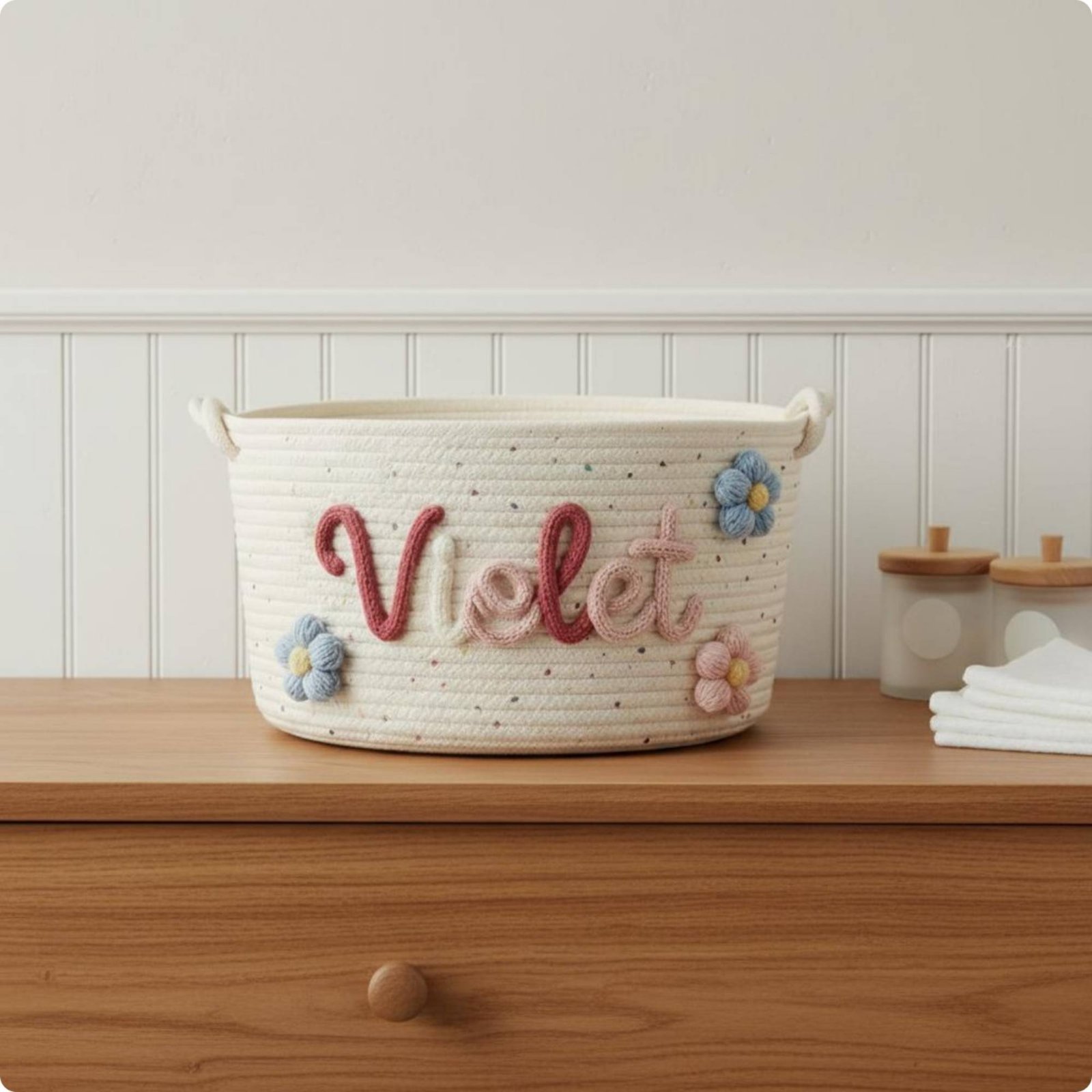 กล่องเก็บของปักชื่อสำหรับเด็กอ - Baby Nursery Basket บทวิจารณ์และราคา