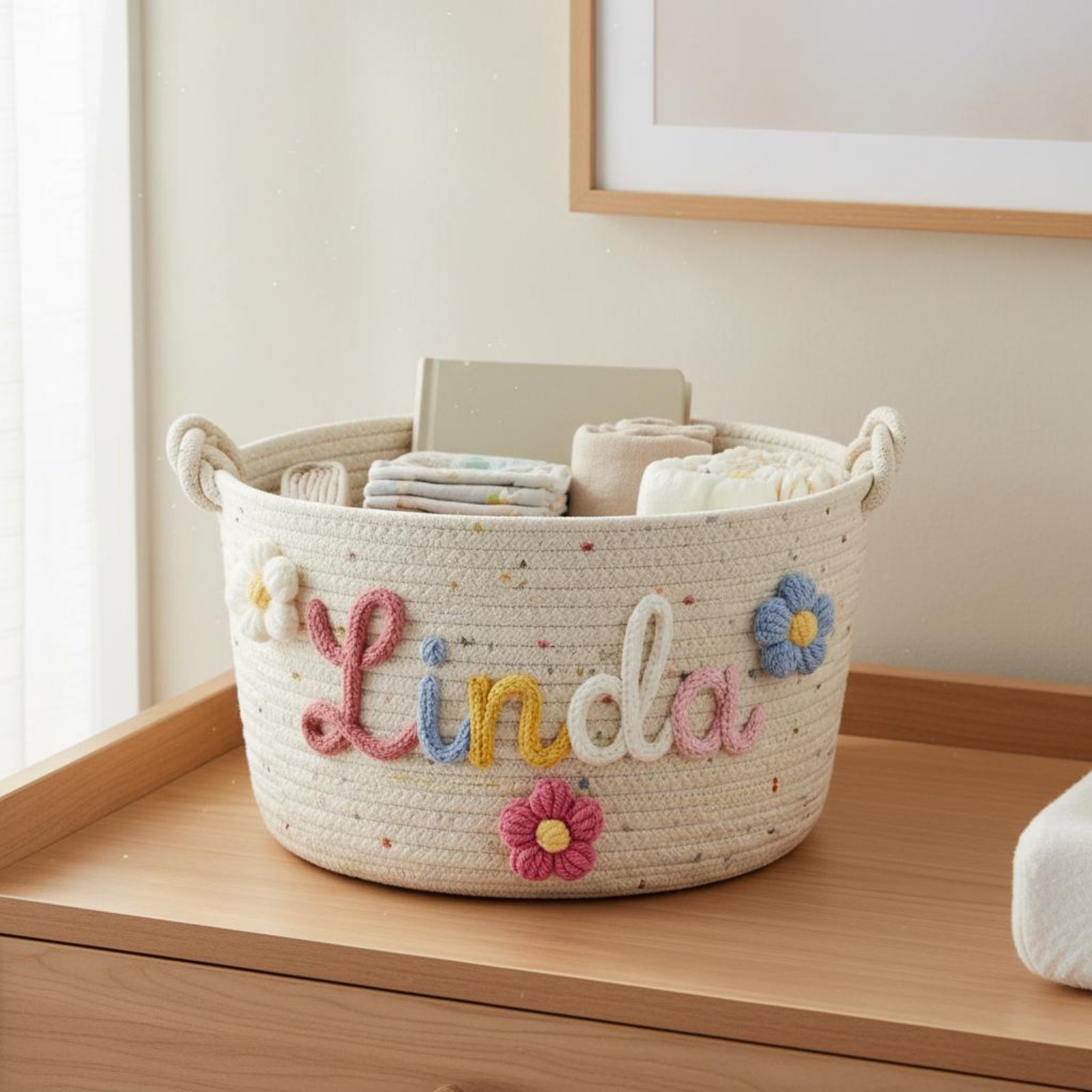 กล่องเก็บของปักชื่อสำหรับเด็กอ - Baby Nursery Basket บทวิจารณ์และราคา
