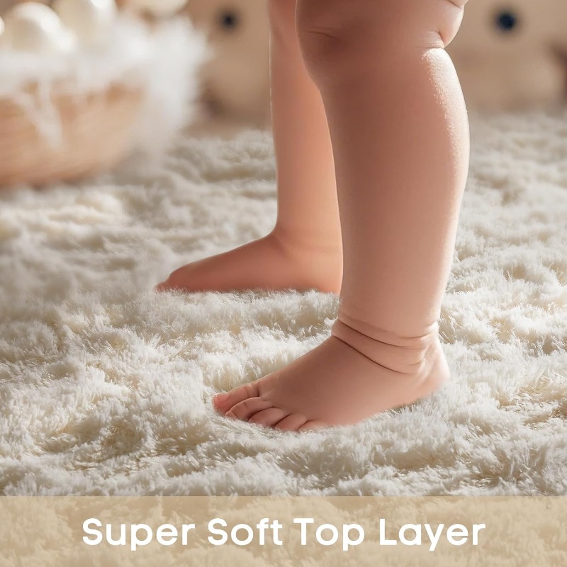 พรมกลมสีครีมขาว นุ่มฟู ขนยาว ส - Baby Nursery Game บทวิจารณ์และราคา