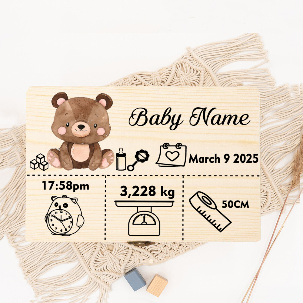 น่ารักสัตว์ป่ากล่องเก็บชื่อไม้ - Baby Keepsake Box บทวิจารณ์และราคา