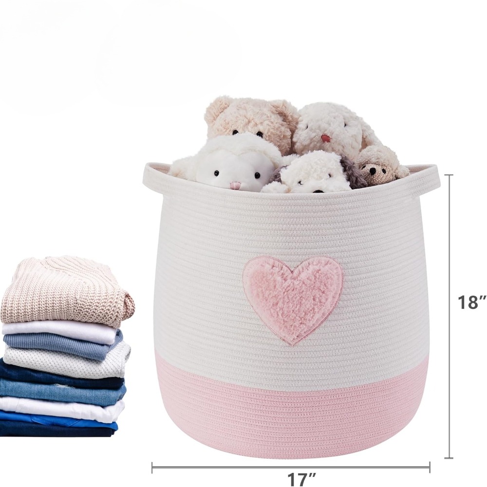 สีชมพูตะกร้าซักผ้า Hamper สําห - Baby Nursery Basket บทวิจารณ์และราคา