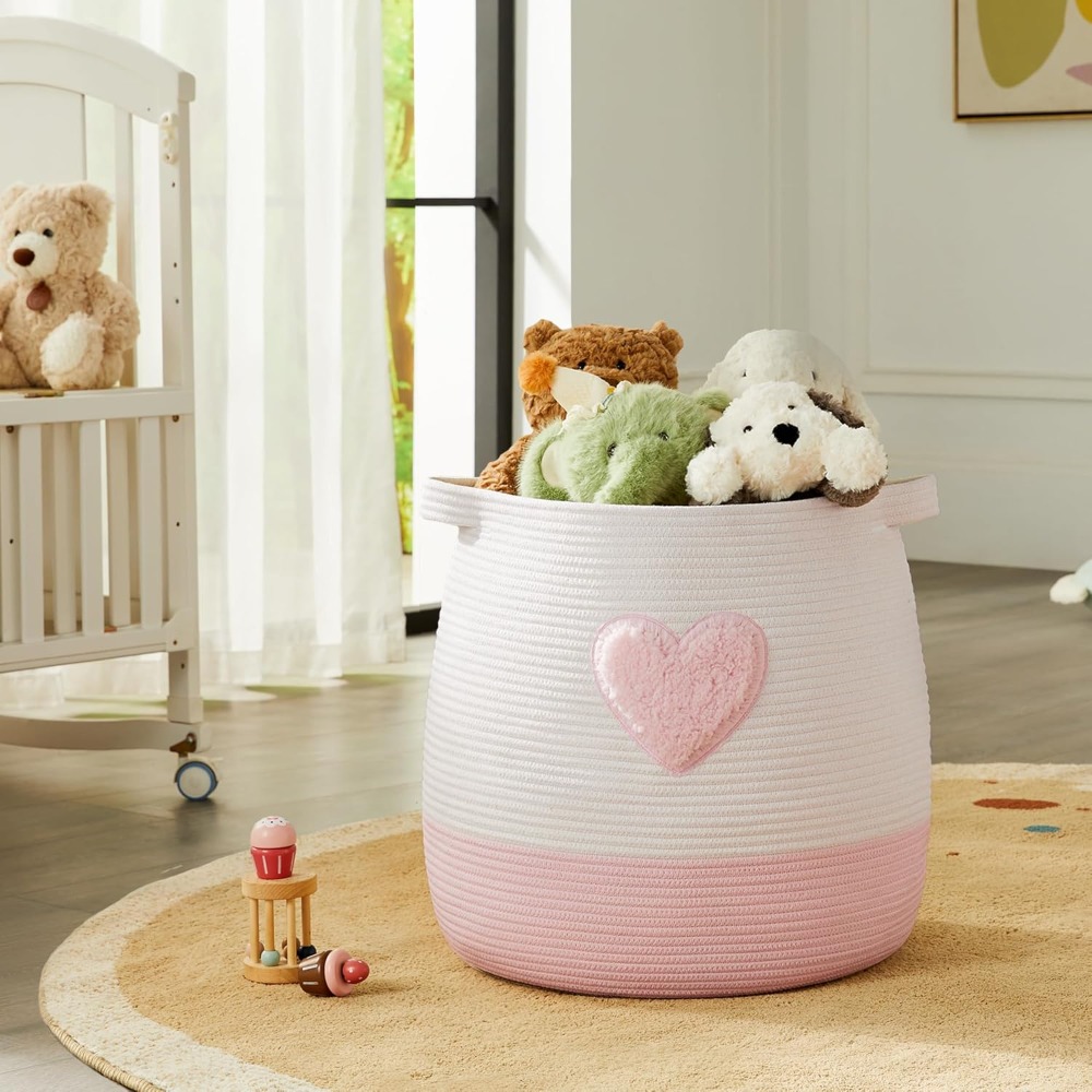 สีชมพูตะกร้าซักผ้า Hamper สําห - Baby Nursery Basket บทวิจารณ์และราคา