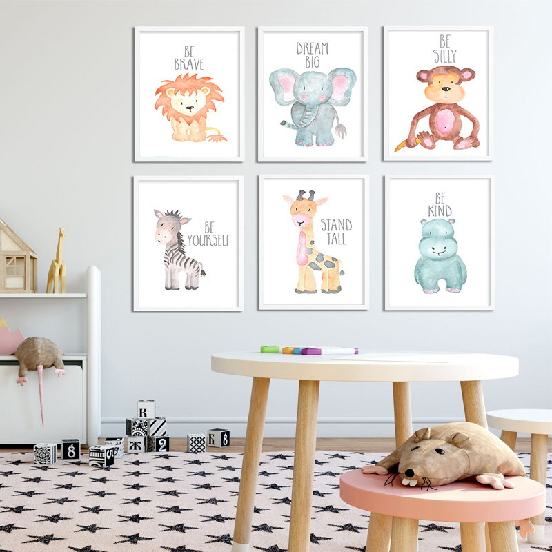 เด็กสัตว์สิงโตช้างยีราฟโปสเตอร - Baby Nursery Mirror บทวิจารณ์และราคา