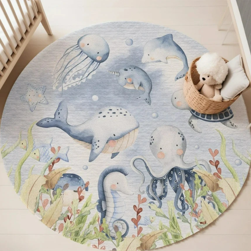 พรมลายสัตว์ทะเลสีฟ้า สำหรับห้อ - Baby Nursery Game บทวิจารณ์และราคา
